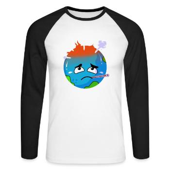 Climate Change Earth Day Environmental Protection Eco Organic Earth - Unisex Long Sleeve Baseball T-Shirt - white/black - Front - Nik (191cm)