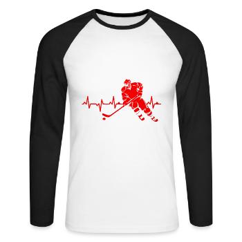 Ice hockey - Unisex Long Sleeve Baseball T-Shirt - white/black - Front - Nik (191cm)