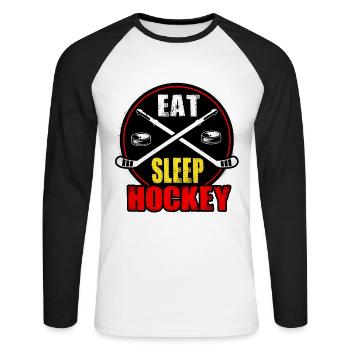 Ice hockey - Unisex Long Sleeve Baseball T-Shirt - white/black - Front - Nik (191cm)
