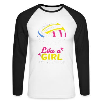 Volleyball - Unisex Long Sleeve Baseball T-Shirt - white/black - Front - Nik (191cm)