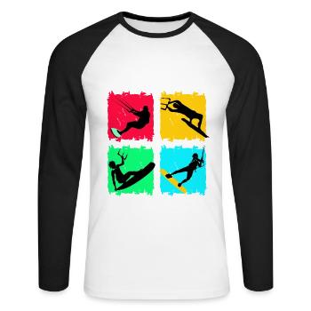 Kiteboard Kite kite-kite-cadeau kite-surf - T-shirt baseball manches longues Homme - blanc/noir - Devant - Nik (191cm)