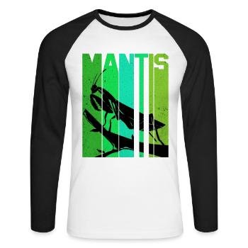 Gottesanbeterin - Unisex Baseballshirt langarm - Weiß/Schwarz - Vorne - Nik (191cm)