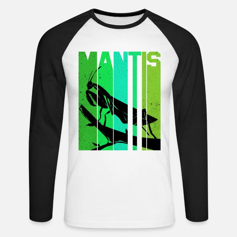 Gottesanbeterin - Unisex Baseballshirt langarm - Weiß/Schwarz