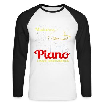 Piano - Unisex Long Sleeve Baseball T-Shirt - white/black - Front - Nik (191cm)