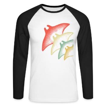 Dive Underwater Manta Ray Gift Idea - Unisex Long Sleeve Baseball T-Shirt - white/black - Front - Nik (191cm)