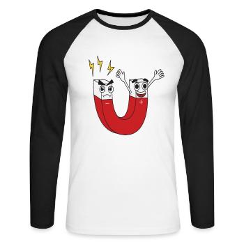 Aimant rester positif drôle d’aimants cadeaux plus - T-shirt baseball manches longues Homme - blanc/noir - Devant - Nik (191cm)