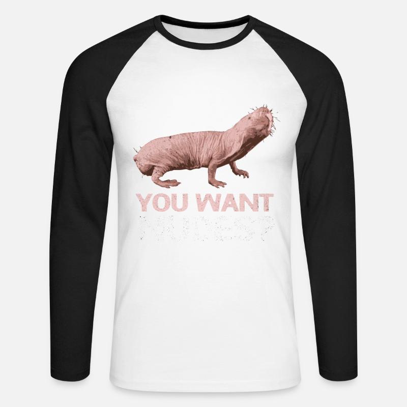 Nacktmull - Unisex Baseballshirt langarm - Weiß/Schwarz