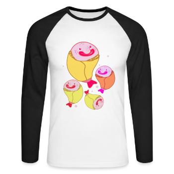 Blobfish Deep Sea Grumpy Introverted Gift - Unisex Long Sleeve Baseball T-Shirt - white/black - Front - Nik (191cm)