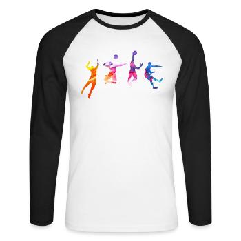 Volleyball - Unisex Long Sleeve Baseball T-Shirt - white/black - Front - Nik (191cm)