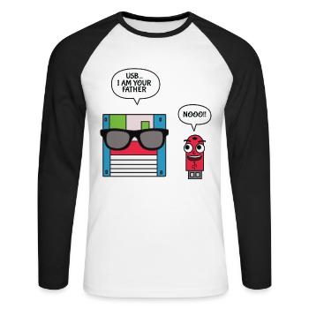 USB Disk I am Your Father T-Shirt, Geek - Unisex Baseballshirt langarm - Weiß/Schwarz - Vorne - Nik (191cm)