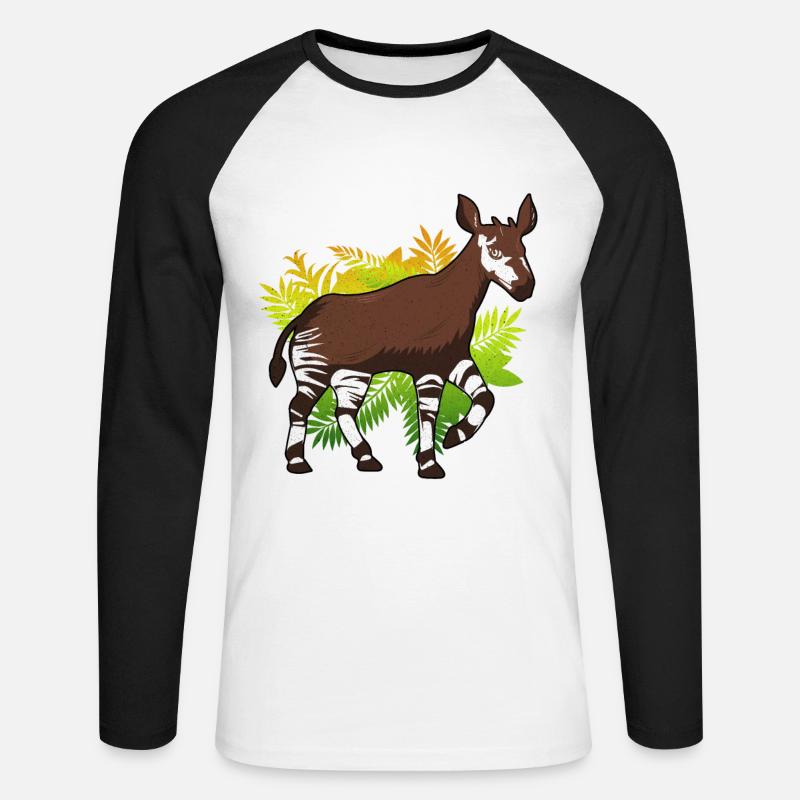 Okapi - Unisex Baseballshirt langarm - Weiß/Schwarz