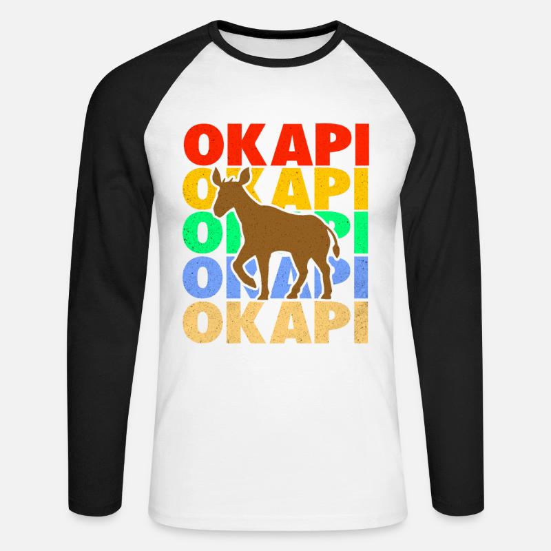 Okapi - Unisex Baseballshirt langarm - Weiß/Schwarz