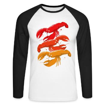 Homard Crevette Languste Cancer Fruits de mer - T-shirt baseball manches longues Homme - blanc/noir - Devant - Nik (191cm)