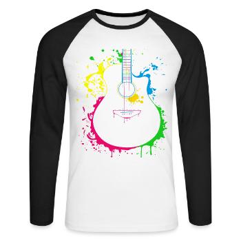 Gitarre Musiker Geschenkidee für Gitarristen - Unisex Baseballshirt langarm - Weiß/Schwarz - Vorne - Nik (191cm)