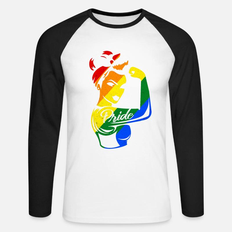 LGBT - Unisex Baseballshirt langarm - Weiß/Schwarz