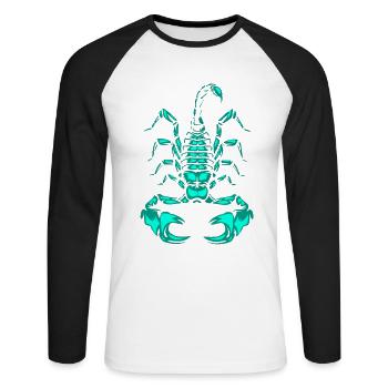 Skorpion Sternzeichen Horoskop Insekt Astrologie - Unisex Baseballshirt langarm - Weiß/Schwarz - Vorne - Nik (191cm)