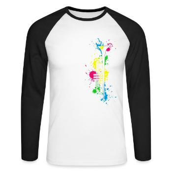 Trompete Musiker Jazz Trompeter Geschenk - Unisex Baseballshirt langarm - Weiß/Schwarz - Vorne - Nik (191cm)