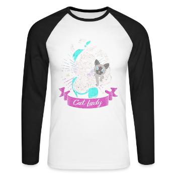 Siamese cat - Unisex Long Sleeve Baseball T-Shirt - white/black - Front - Nik (191cm)