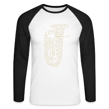 Tuba Musiker Tubist Geschenkidee - Unisex Baseballshirt langarm - Weiß/Schwarz - Vorne - Nik (191cm)