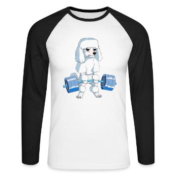 Cadeau d'haltérophilie gymnase soulevé de terre caniche - T-shirt baseball manches longues Homme - blanc/noir - Devant - Nik (191cm)