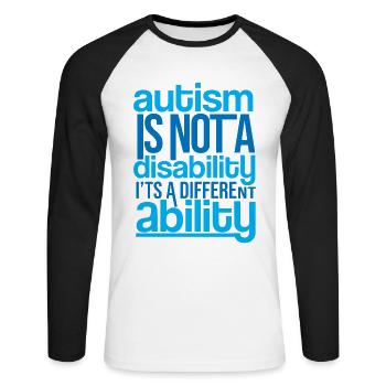 Autismus - Unisex Baseballshirt langarm - Weiß/Schwarz - Vorne - Nik (191cm)