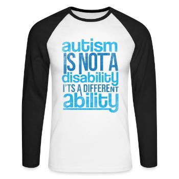 Autismus - Unisex Baseballshirt langarm - Weiß/Schwarz - Vorne - Nik (191cm)