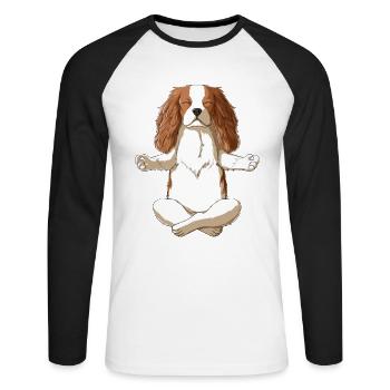 Cavalier King Charles Spaniel - Unisex Baseballshirt langarm - Weiß/Schwarz - Vorne - Nik (191cm)
