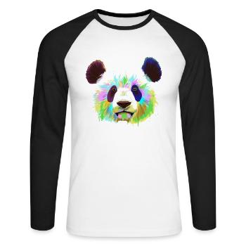 Splash Panda - T-shirt baseball manches longues Homme - blanc/noir - Devant - Nik (191cm)