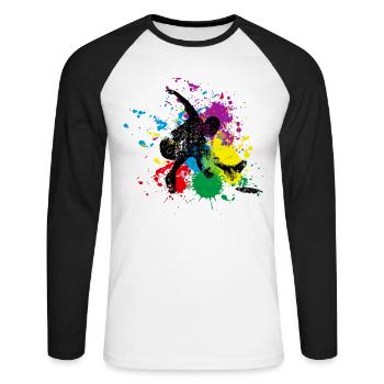Disc Golf Frisbee - T-shirt baseball manches longues Homme - blanc/noir - Devant - Nik (191cm)