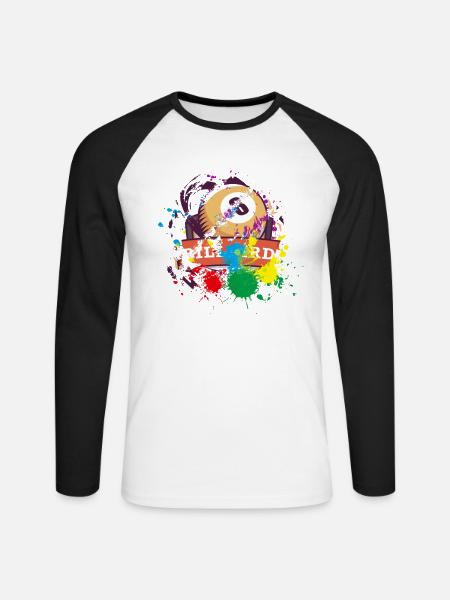 Billard Geschenk für Billard Spieler - Unisex Baseballshirt langarm - Weiß/Schwarz