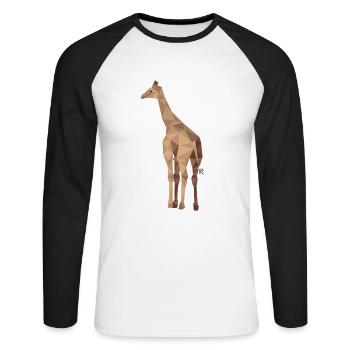 Giraffe africa wilderness savanna polygon gift - Unisex Long Sleeve Baseball T-Shirt - white/black - Front - Nik (191cm)