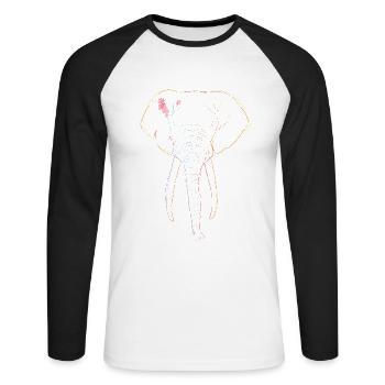 Elefant - Unisex Baseballshirt langarm - Weiß/Schwarz - Vorne - Nik (191cm)