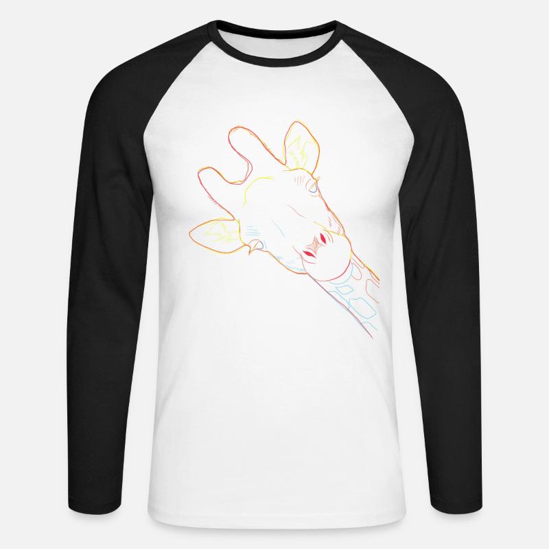 Giraffe - Unisex Baseballshirt langarm - Weiß/Schwarz