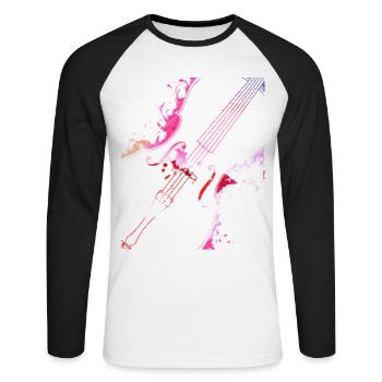 Violoncelle musicien cadeau pour violoncelle joueur - T-shirt baseball manches longues Homme - blanc/noir - Devant - Nik (191cm)