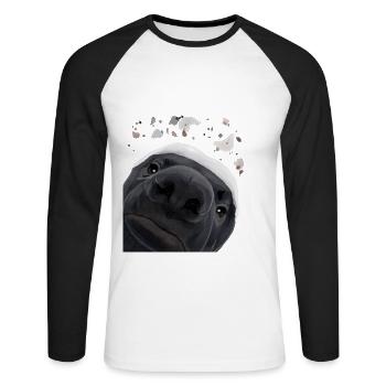 Curious Honey Badger - Unisex Long Sleeve Baseball T-Shirt - white/black - Front - Nik (191cm)