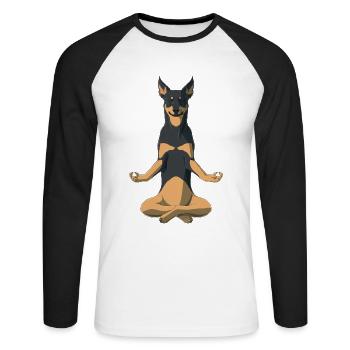 Australian Kelpie Dog meditate - Unisex Long Sleeve Baseball T-Shirt - white/black - Front - Nik (191cm)