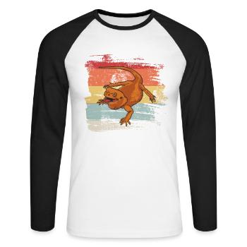 Retro Bearded Dragon - Unisex Long Sleeve Baseball T-Shirt - white/black - Front - Nik (191cm)