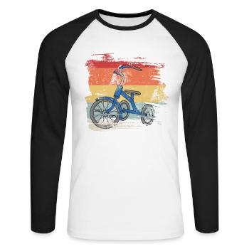 Retro Tricycle - Unisex Long Sleeve Baseball T-Shirt - white/black - Front - Nik (191cm)