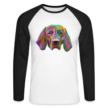 Vizsla Dog splash - Unisex Long Sleeve Baseball T-Shirt - white/black - Front - Nik (191cm)