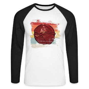 Rétro hobby laine - T-shirt baseball manches longues Homme - blanc/noir - Devant - Nik (191cm)
