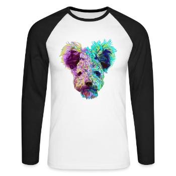 Splash Pumi chien - T-shirt baseball manches longues Homme - blanc/noir - Devant - Nik (191cm)