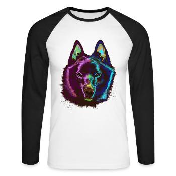 Chien Splash Schipperke - T-shirt baseball manches longues Homme - blanc/noir - Devant - Nik (191cm)