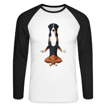 Yoga Appenzell Mountain Dog - Unisex Long Sleeve Baseball T-Shirt - white/black - Front - Nik (191cm)