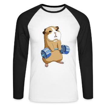 Le levage croisé Des cochons d’Inde - T-shirt baseball manches longues Homme - blanc/noir - Devant - Nik (191cm)