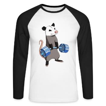 Culturisme Le levage croisé Opossum - T-shirt baseball manches longues Homme - blanc/noir - Devant - Nik (191cm)