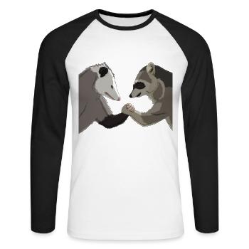 Opossum Raton Laveur Bras de fer - T-shirt baseball manches longues Homme - blanc/noir - Devant - Nik (191cm)