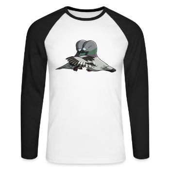 Hugging Birds Pigeon - Unisex Long Sleeve Baseball T-Shirt - white/black - Front - Nik (191cm)
