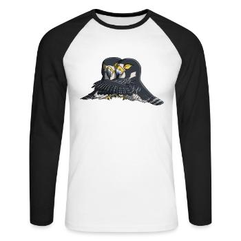 Hugging Peregrine Falcon Birds - Unisex Long Sleeve Baseball T-Shirt - white/black - Front - Nik (191cm)