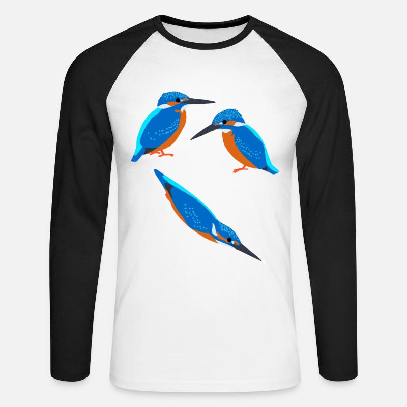 Vögel Eisvogel - Unisex Baseballshirt langarm - Weiß/Schwarz