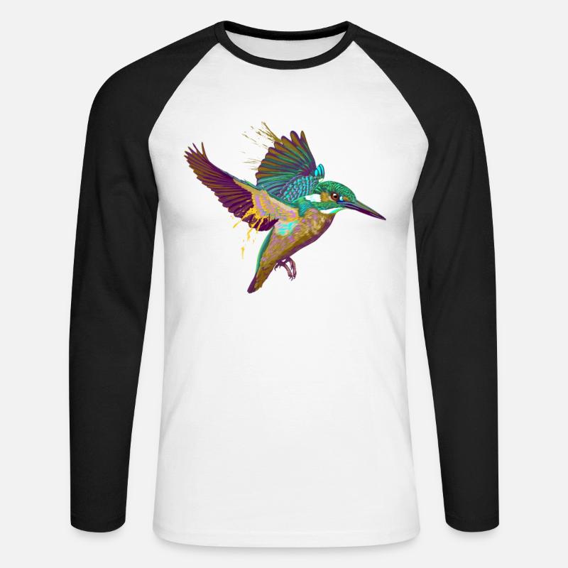 Splash Eisvogel - Unisex Baseballshirt langarm - Weiß/Schwarz